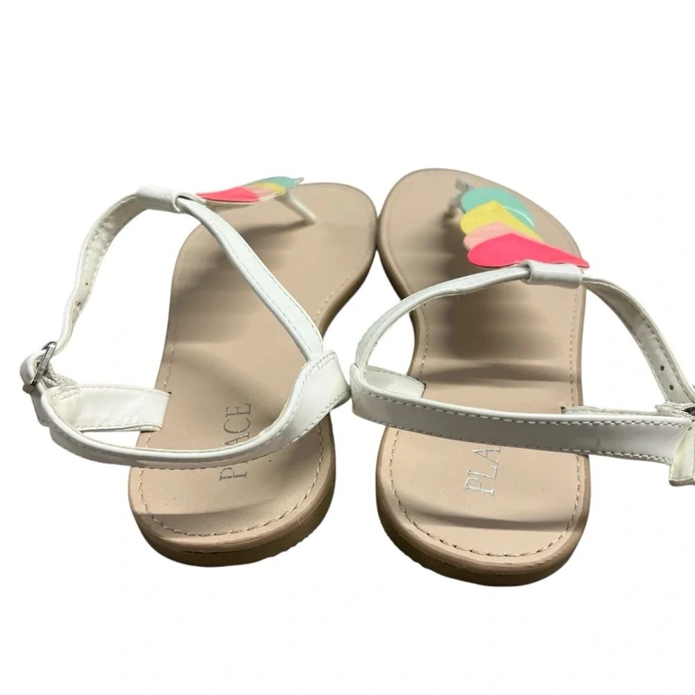 The Children’s Place Sz 4 White Rainbow Heart Sandals